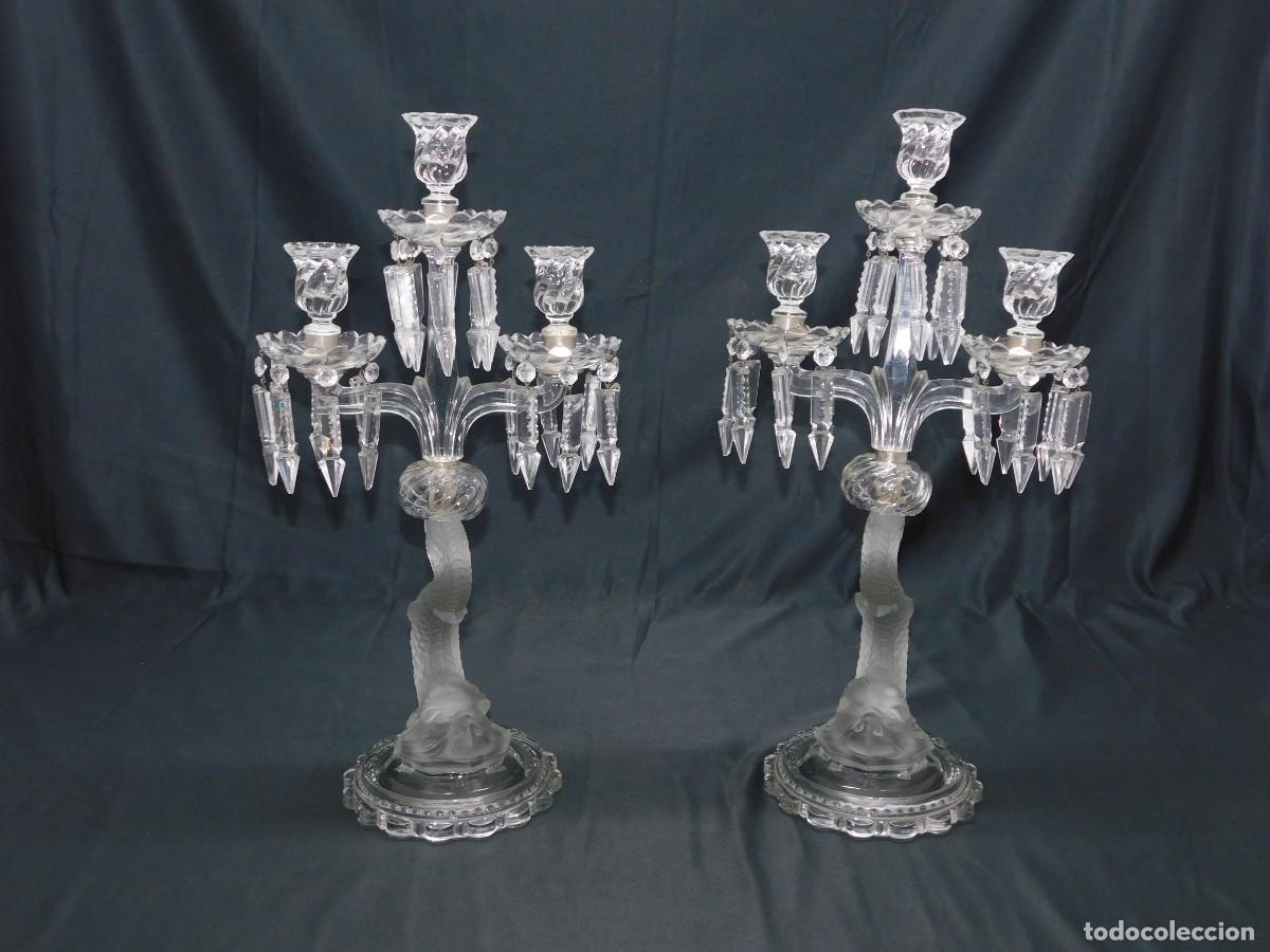Antig&uuml;edades: PAREJA CANDELABROS CRISTAL - Foto 2