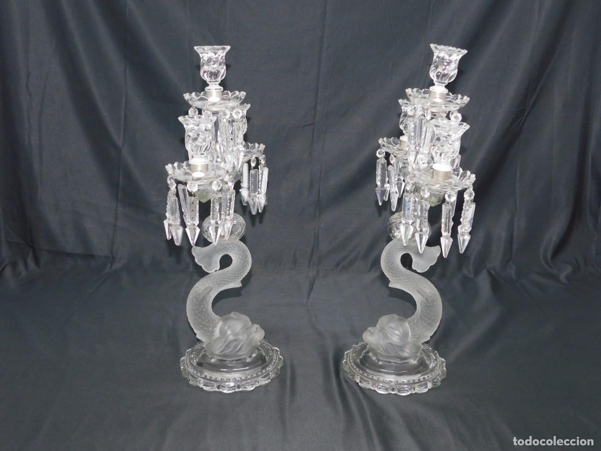 Antig&uuml;edades: PAREJA CANDELABROS CRISTAL - Foto 3