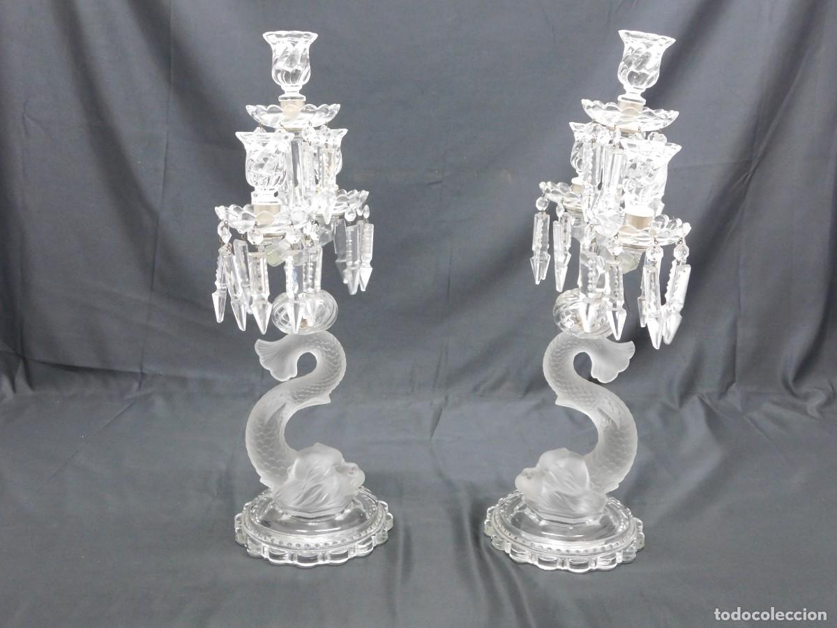 Antig&uuml;edades: PAREJA CANDELABROS CRISTAL - Foto 4