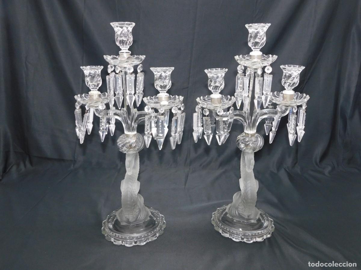 Antig&uuml;edades: PAREJA CANDELABROS CRISTAL - Foto 10