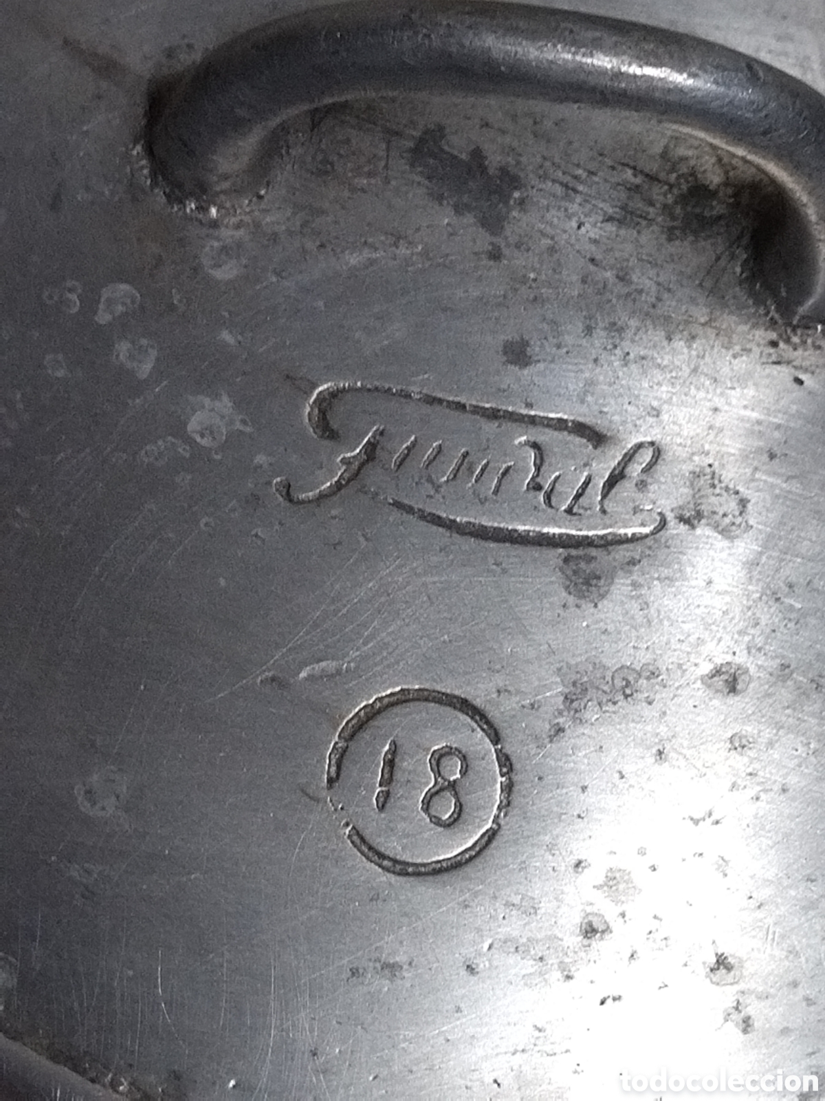 Antig&uuml;edades: Cacerola, olla, Perol de aluminio marca fundal 18 - Foto 2