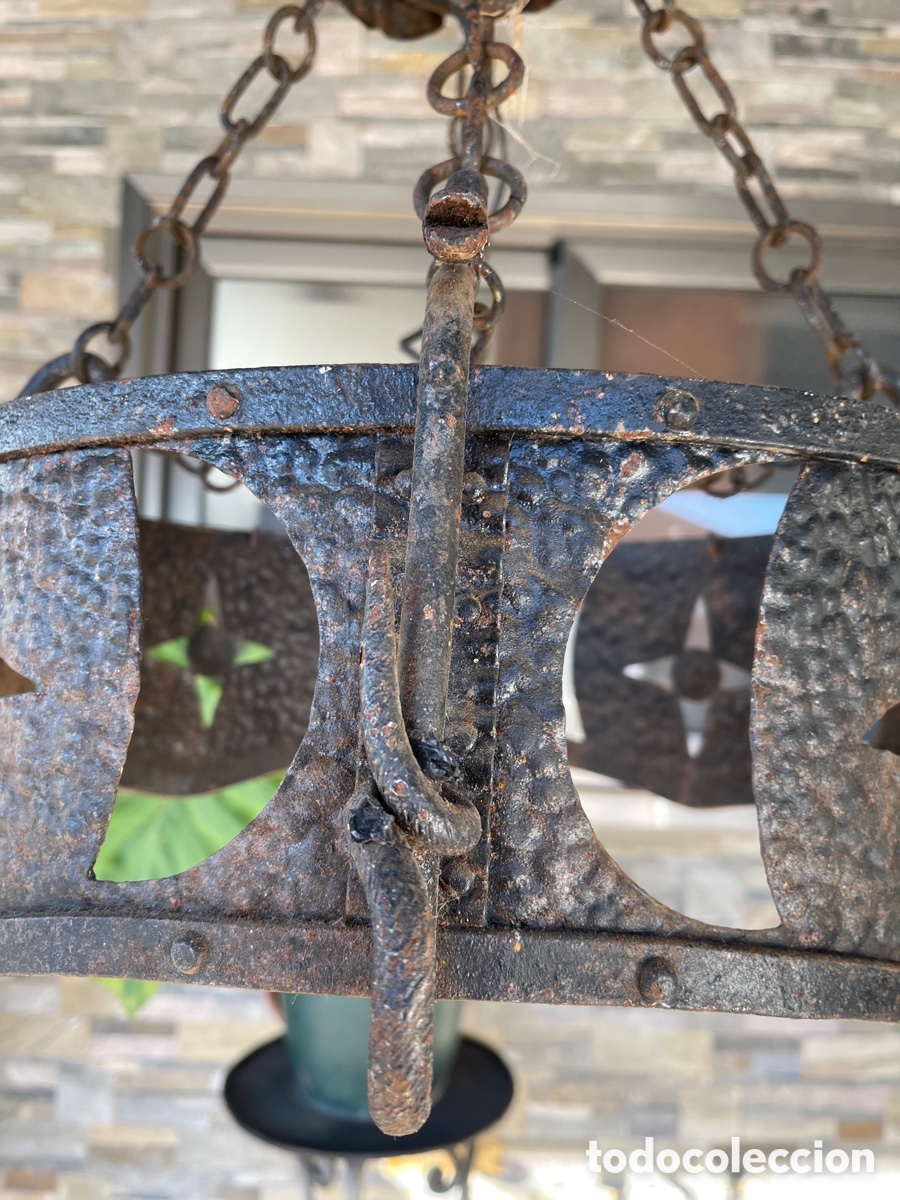 Antig&uuml;edades: L&aacute;mpara de hierro forjado - Foto 2
