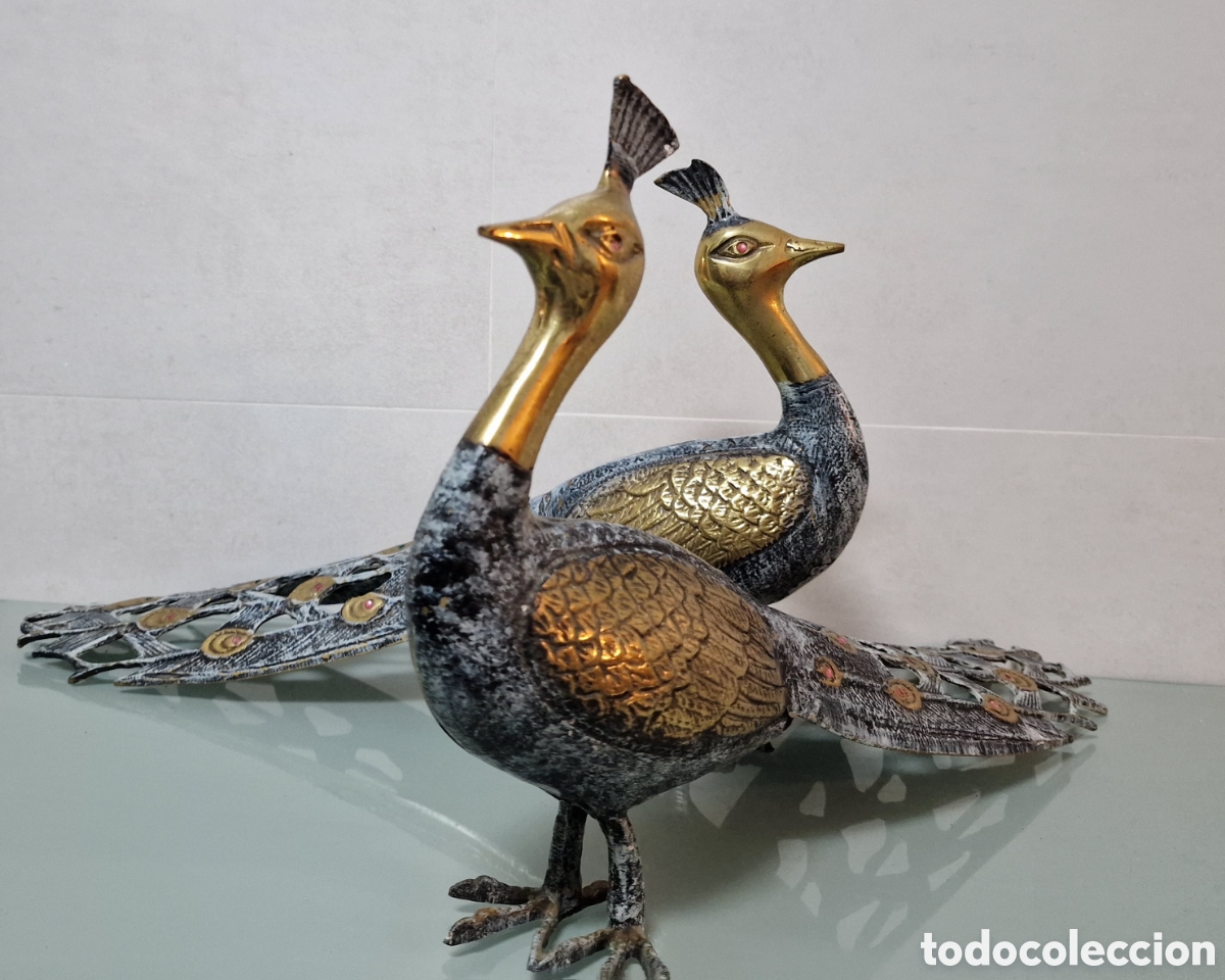 Antig&uuml;edades: PAREJA DE FAISANES EN BRONCE DE GRAN TAMA&Ntilde;O - Foto 3