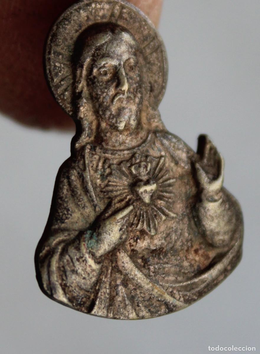 Antig&uuml;edades: sagrado corazon de jesus medalla plata - Foto 1