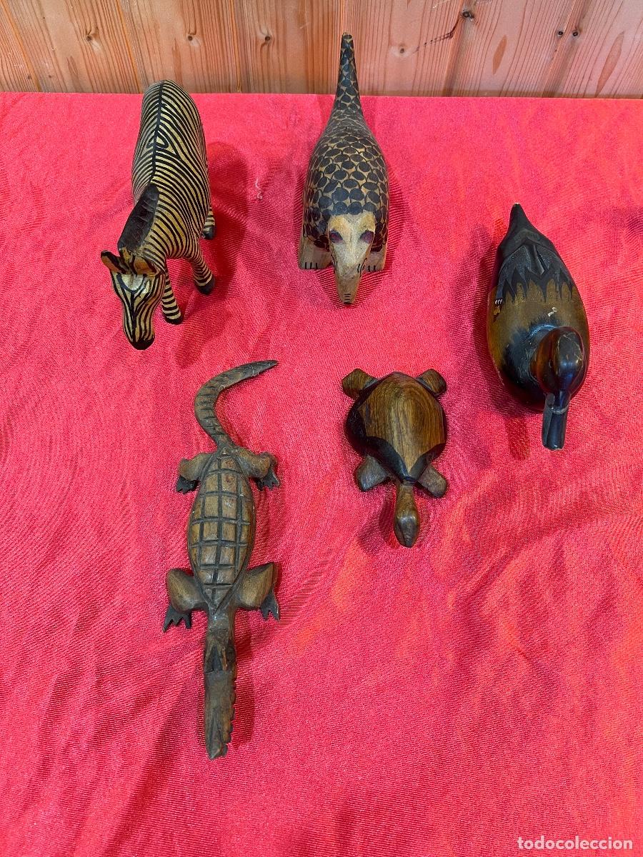 Antig&uuml;edades: LOTE 5 ANIMALES MADERA - Foto 1