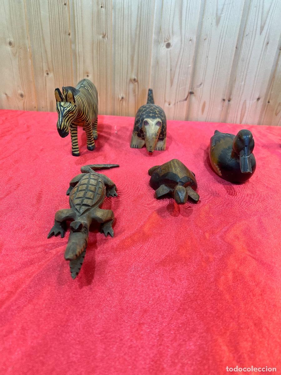 Antig&uuml;edades: LOTE 5 ANIMALES MADERA - Foto 2