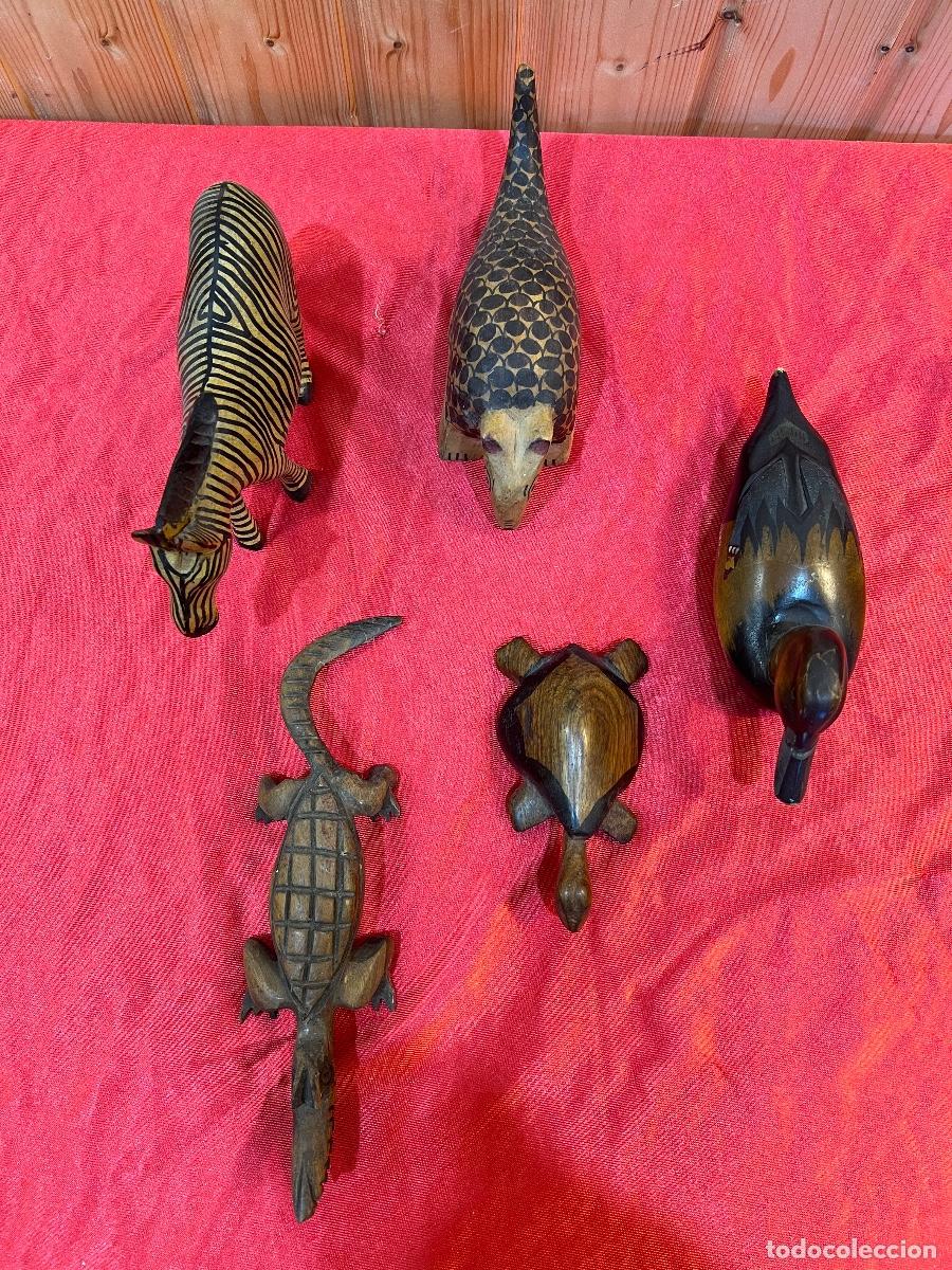 Antig&uuml;edades: LOTE 5 ANIMALES MADERA - Foto 3