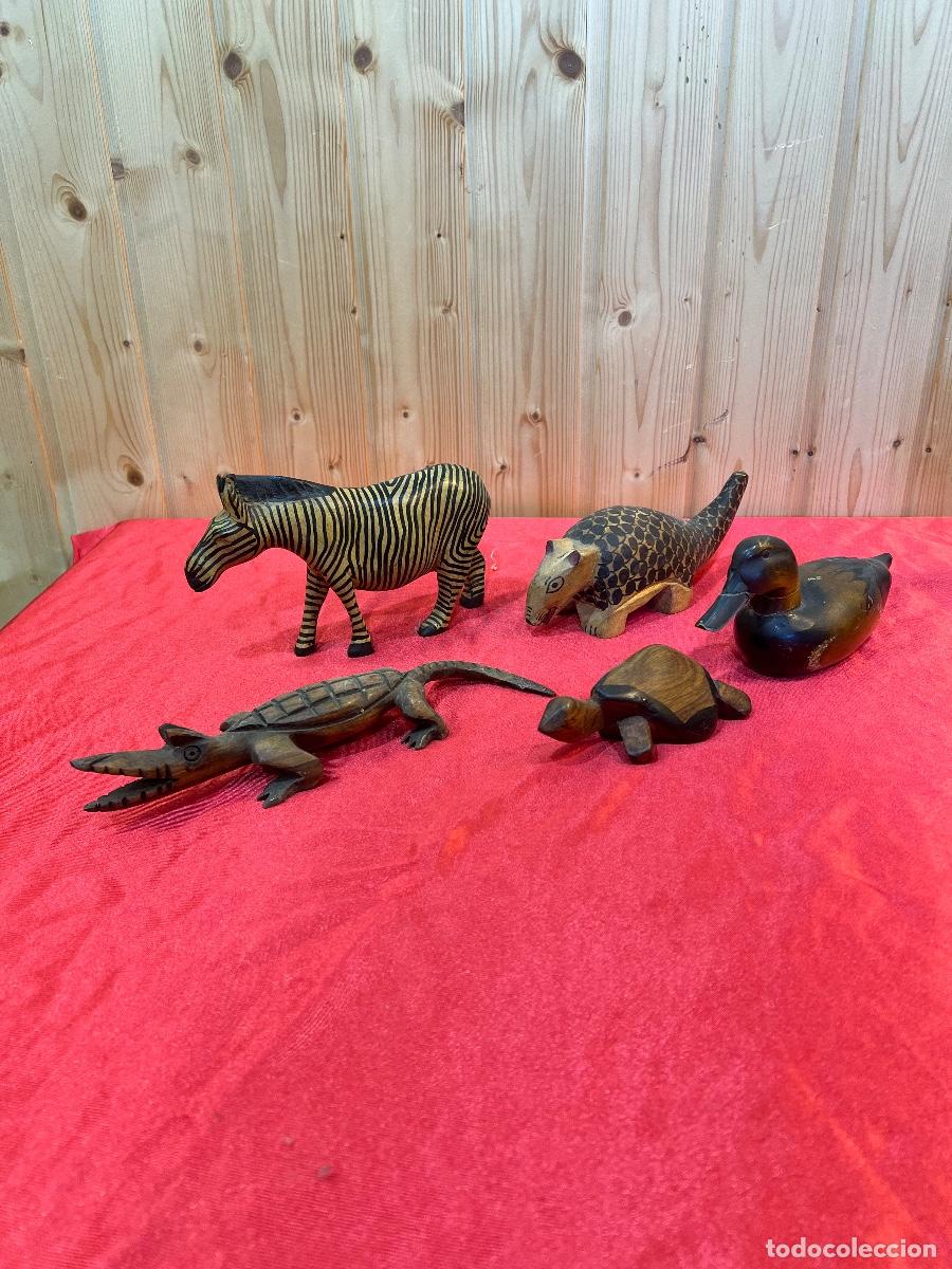 Antig&uuml;edades: LOTE 5 ANIMALES MADERA - Foto 4
