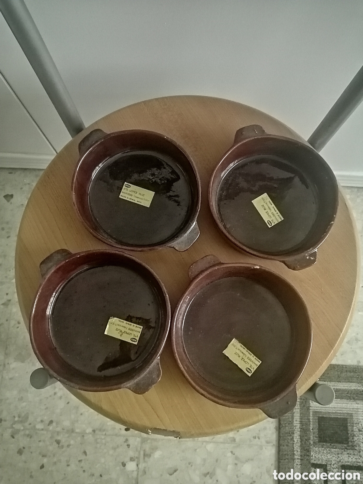 Antiquit&eacute;s: 4 cazuelas barro Manises