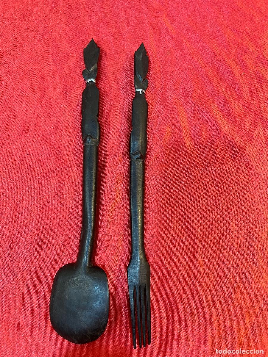 Antig&uuml;edades: CUBIERTOS MADERA - Foto 3