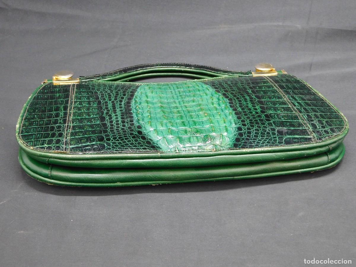 Antig&uuml;edades: BOLSO VERDE PIEL - Foto 5