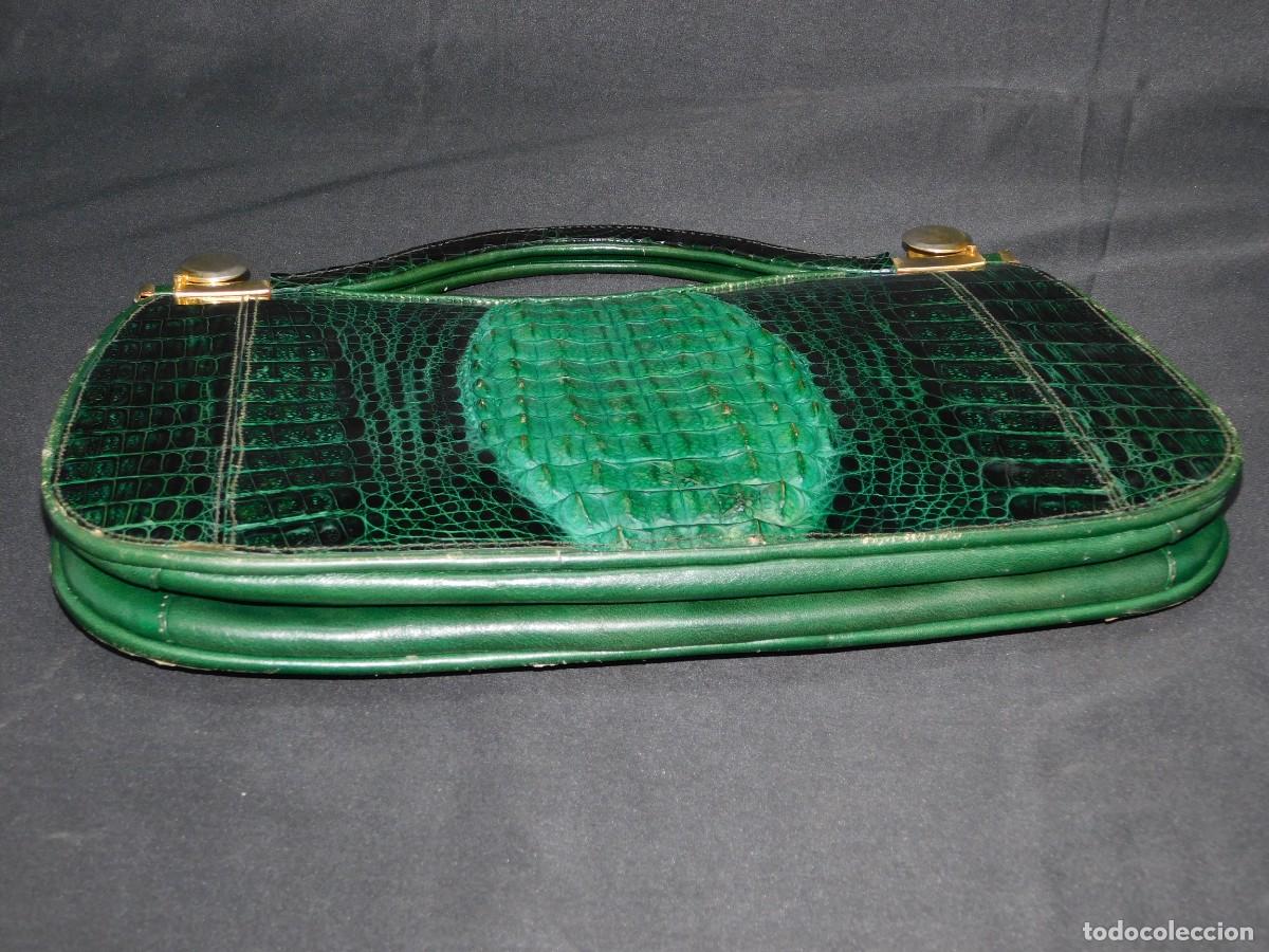 Antig&uuml;edades: BOLSO VERDE PIEL - Foto 6