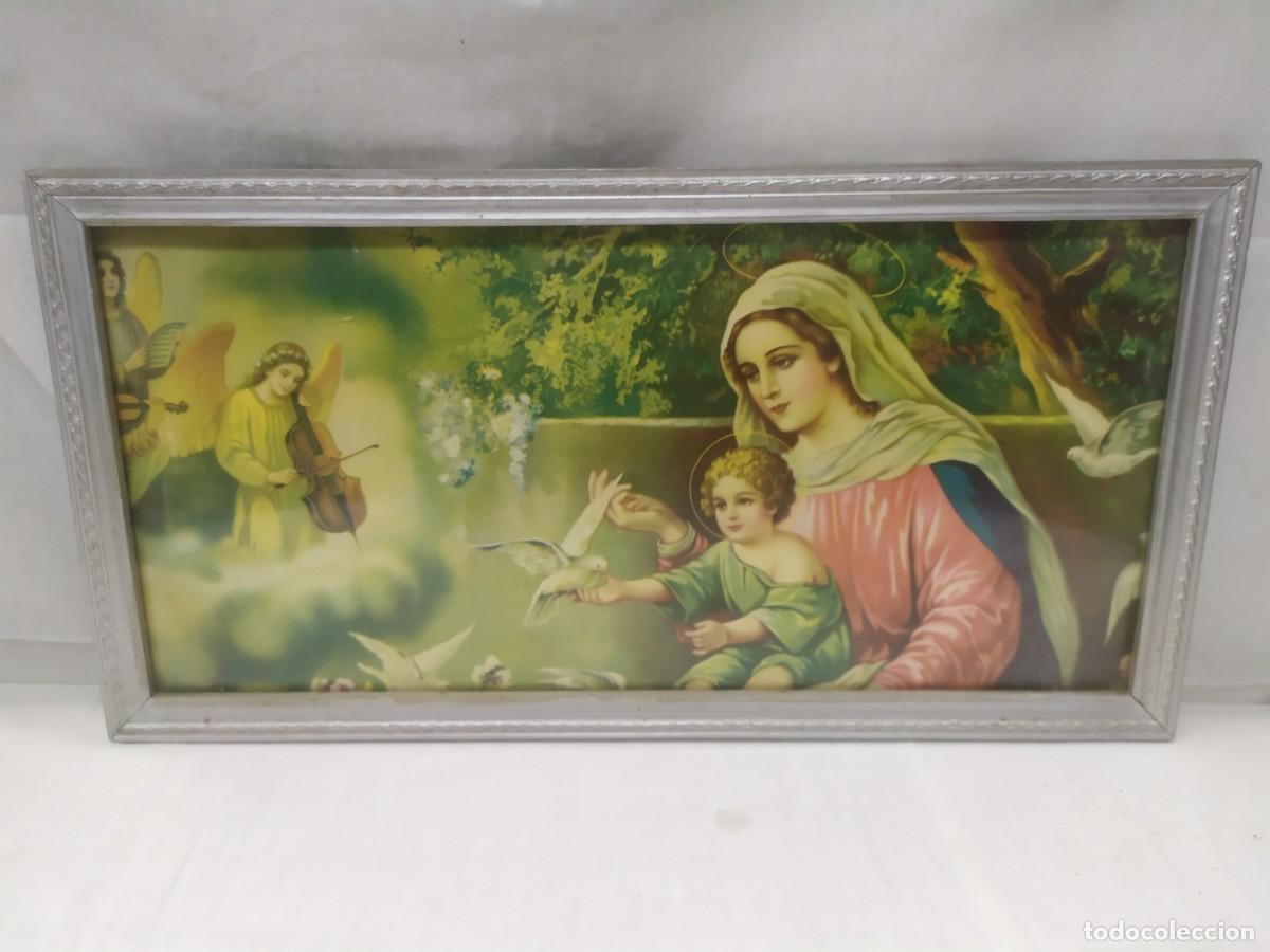Antig&uuml;edades: Marco plateado con l&aacute;mina de virgen - Foto 1