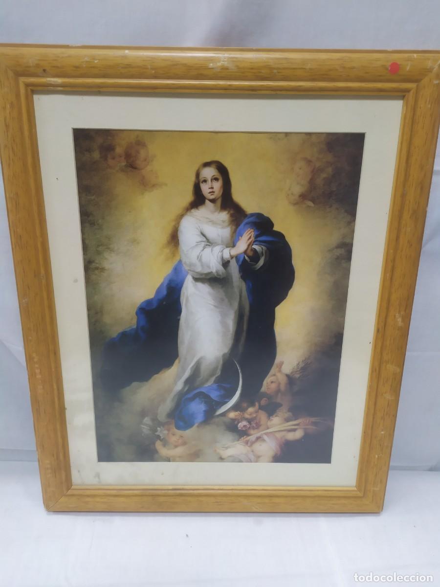 Antig&uuml;edades: Cuadro con l&aacute;mina de la virgen Inmaculada - Foto 1