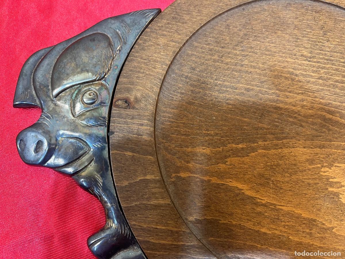 Antig&uuml;edades: BANDEJA MADERA Y METAL - Foto 2