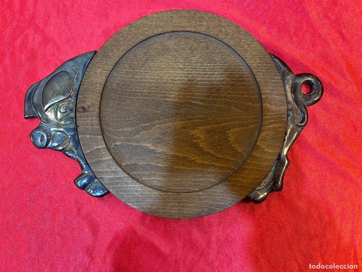 Antig&uuml;edades: BANDEJA MADERA Y METAL - Foto 3