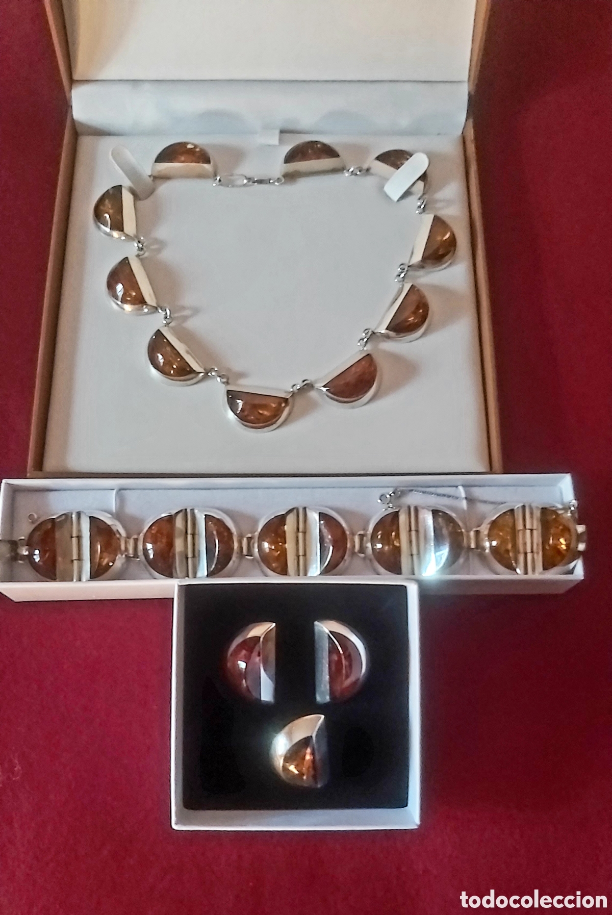 Antig&uuml;edades: Conjunto plata y ambar del b&aacute;ltico. - Foto 1