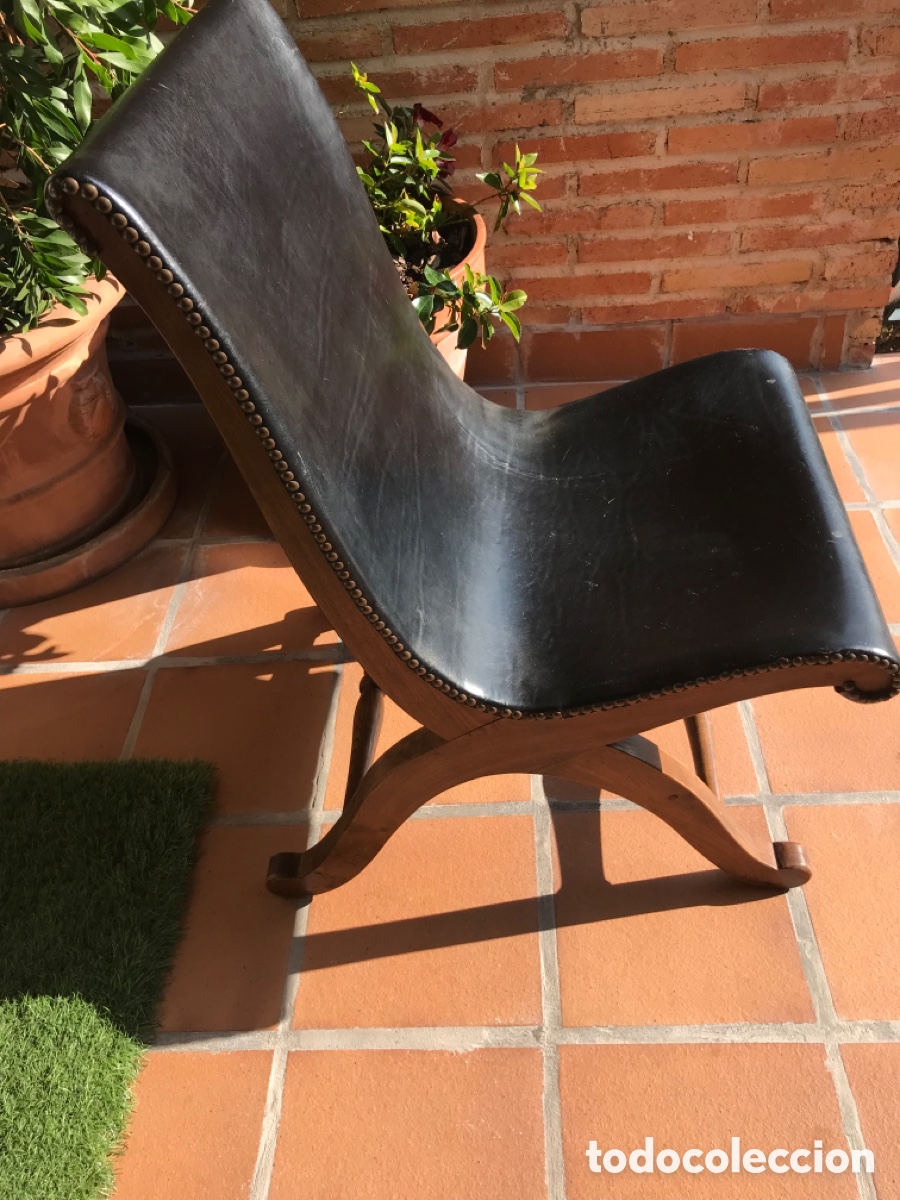 Antig&uuml;edades: SILLA ANTIGUA DE CUERO - Foto 1