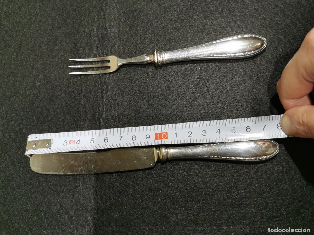 Antig&uuml;edades: ANTIGUOS CUBIERTOS DE POSTRE Y PALA DE PLATA - Foto 7