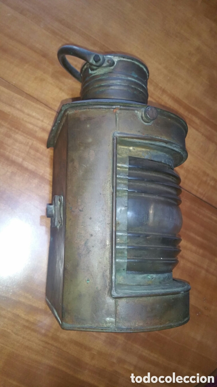 Antig&uuml;edades: Antiguo farol de barco en bronce / lat&oacute;n. Original - Foto 2
