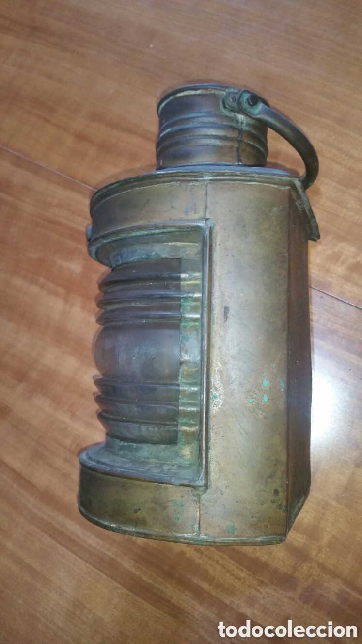 Antig&uuml;edades: Antiguo farol de barco en bronce / lat&oacute;n. Original - Foto 3