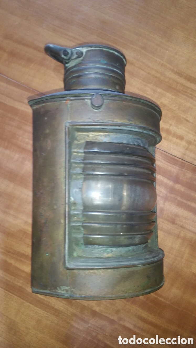 Antig&uuml;edades: Antiguo farol de barco en bronce / lat&oacute;n. Original - Foto 1