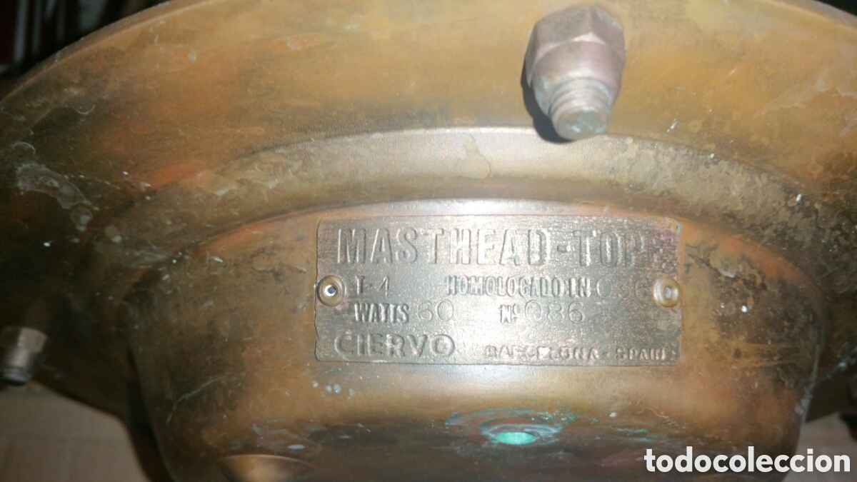 Antig&uuml;edades: Antigua l&aacute;mpara de barco de cobre. - Foto 2