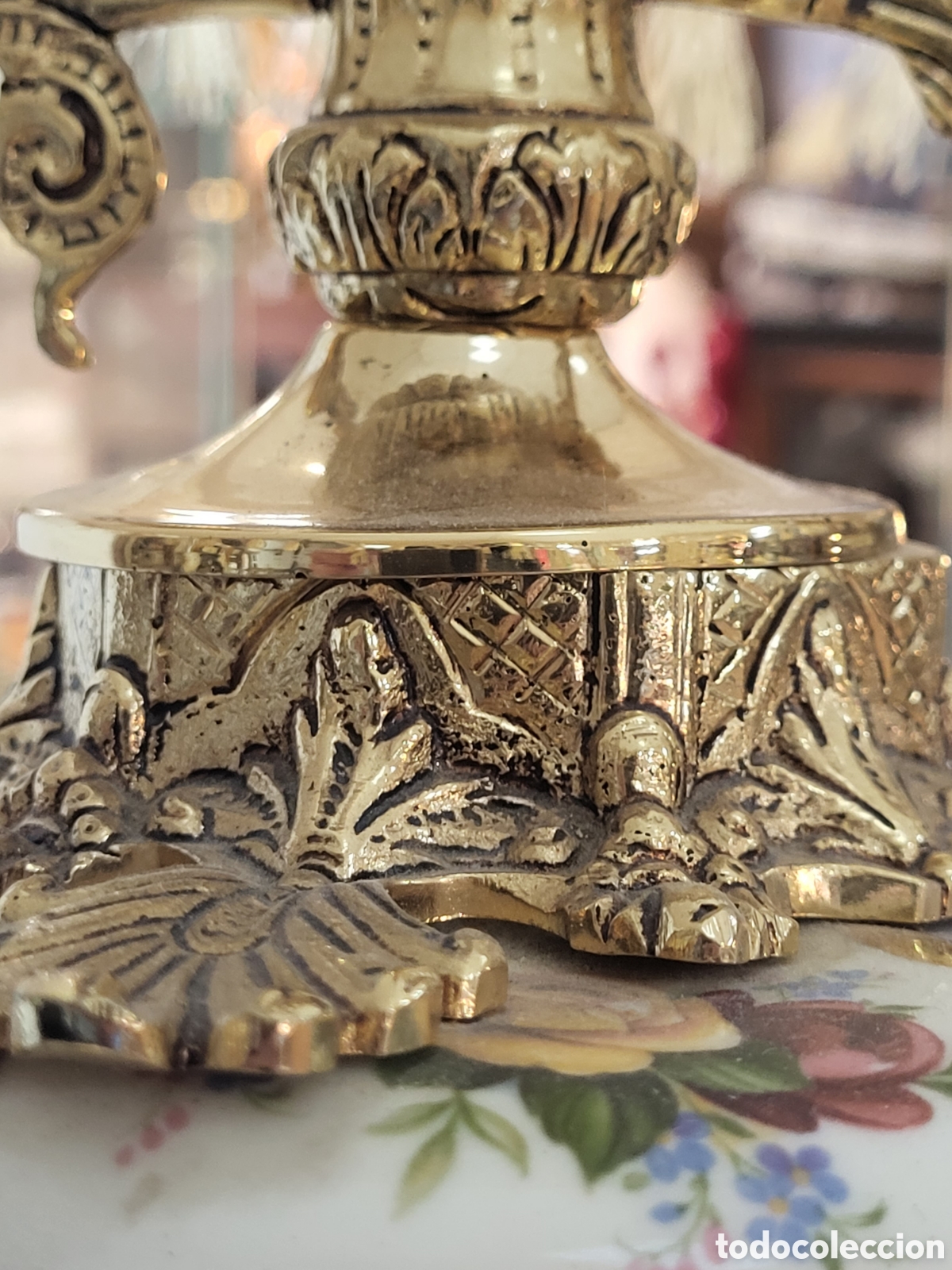Antig&uuml;edades: L&Aacute;MPARA PORCELANA Y BRONCE. 67CM - Foto 5