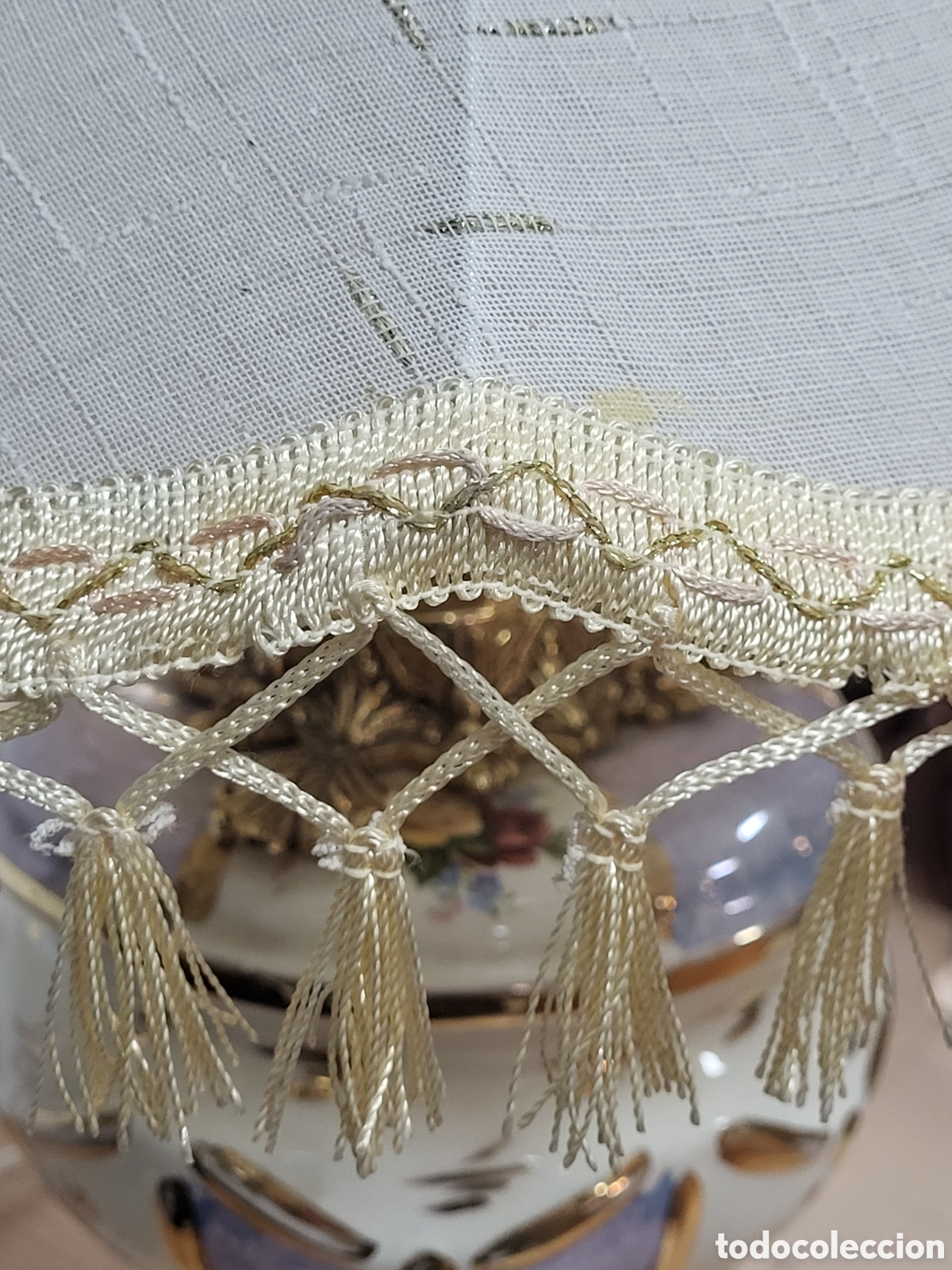 Antig&uuml;edades: L&Aacute;MPARA PORCELANA Y BRONCE. 67CM - Foto 6