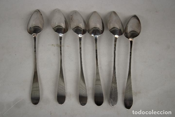 Antig&uuml;edades: 6 cucharas antiguas en plata 800 - Foto 4