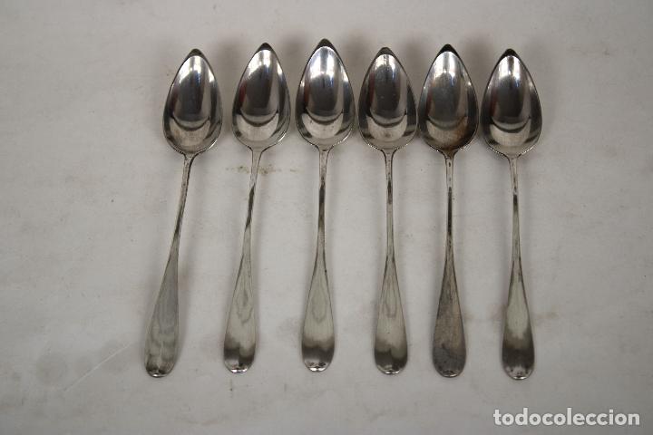 Antig&uuml;edades: 6 cucharas antiguas en plata 800 - Foto 1