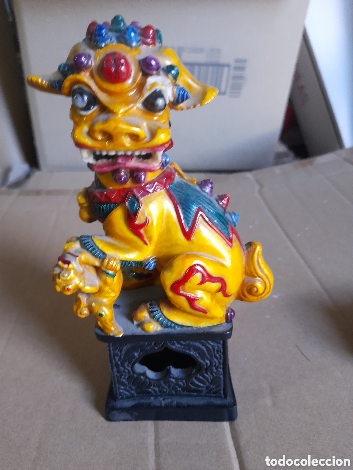 Antig&uuml;edades: Perro Foo en resina, 18 cm de altura - Foto 5