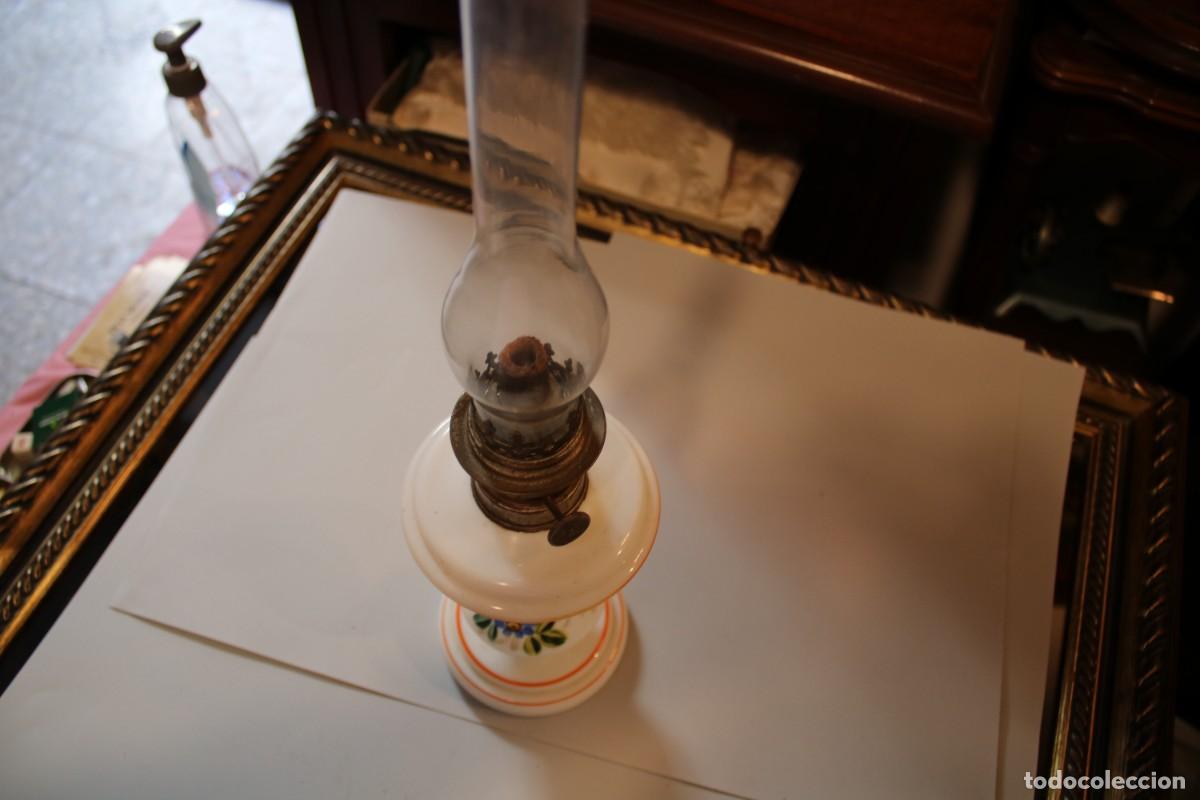 Antig&uuml;edades: ANTIGUO QUINQU&Eacute; DE OPALINA CON CRISTAL ORIGINAL - Foto 6