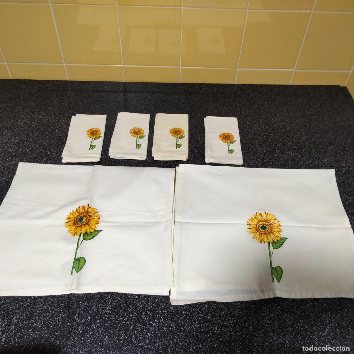 Antig&uuml;edades: dos caminos de mesa con cuatro servilletas 100% algodon - Foto 2