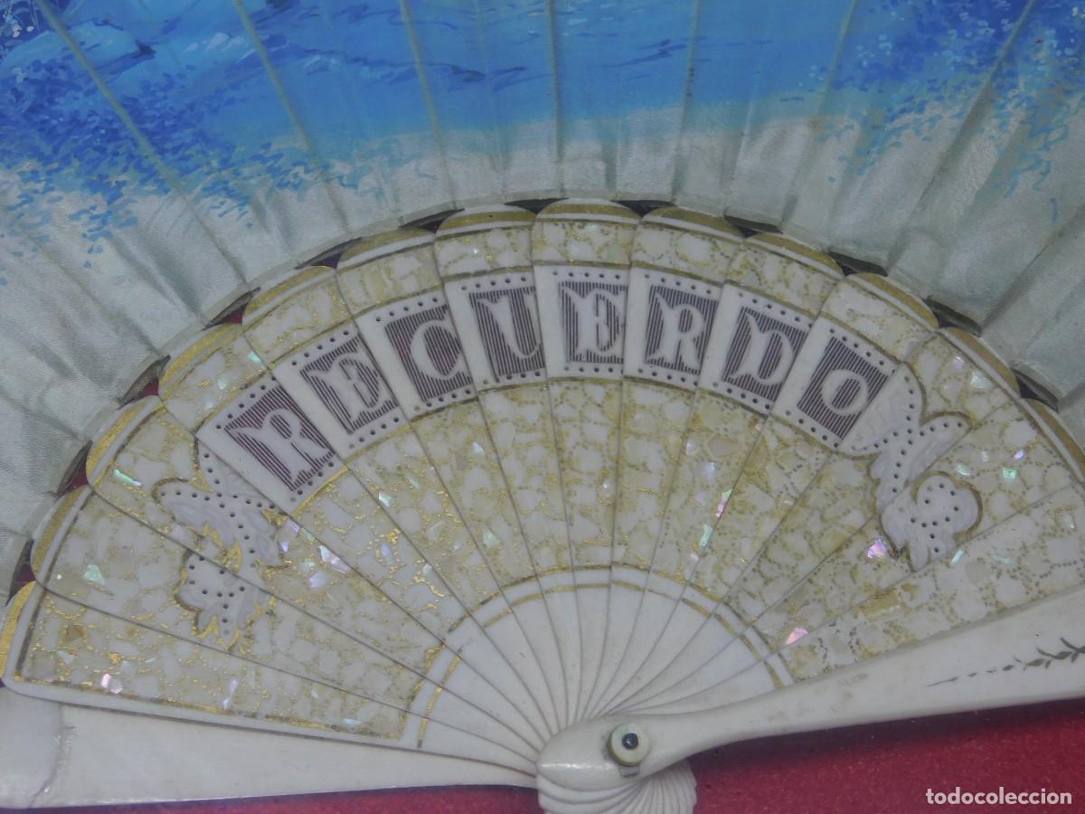 Antig&uuml;edades: ABANICO PINTADO ENMARCADO - Foto 4