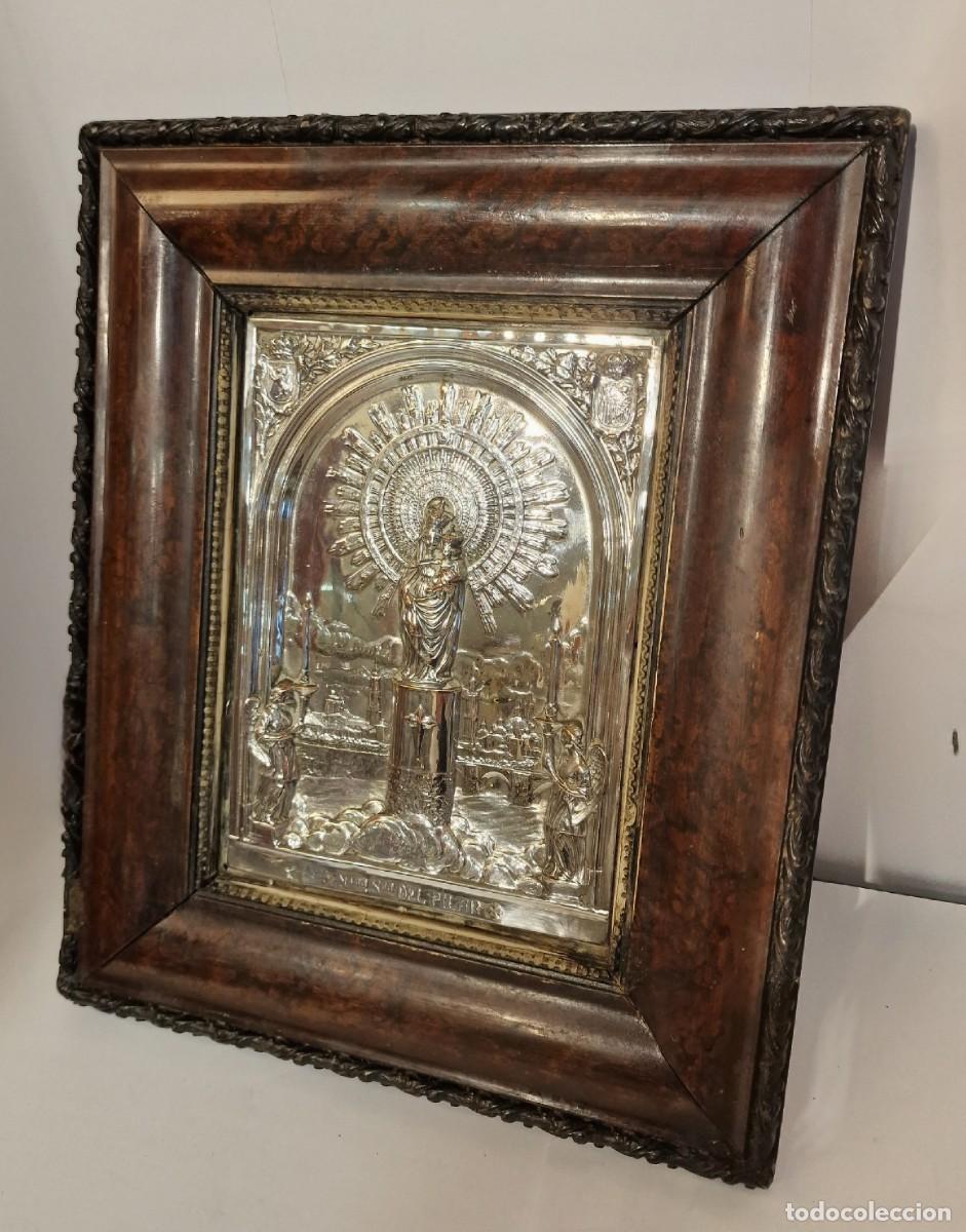 Antig&uuml;edades: Placa de la Virgen del Pilar en plateado - Foto 3