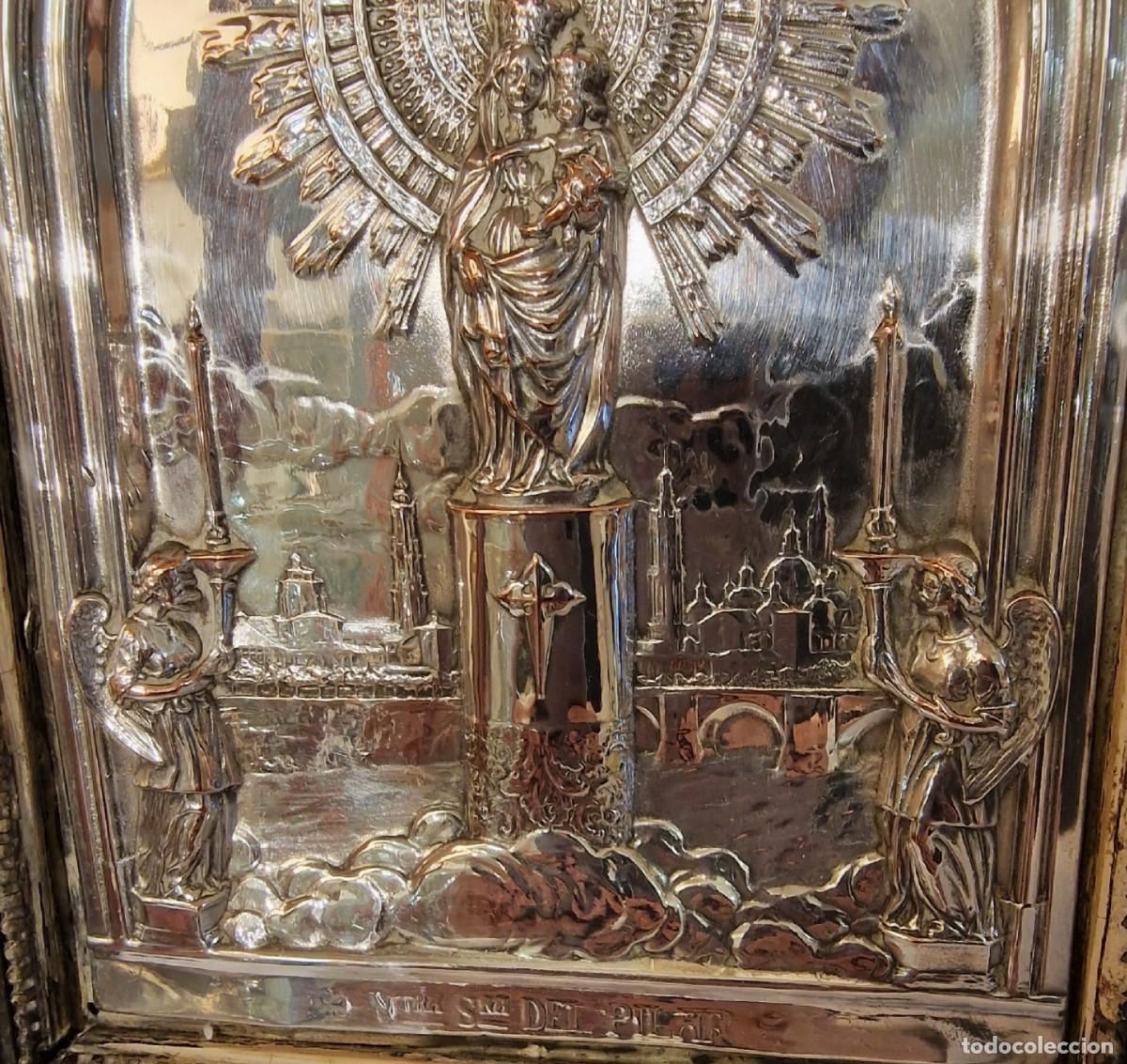 Antig&uuml;edades: Placa de la Virgen del Pilar en plateado - Foto 4