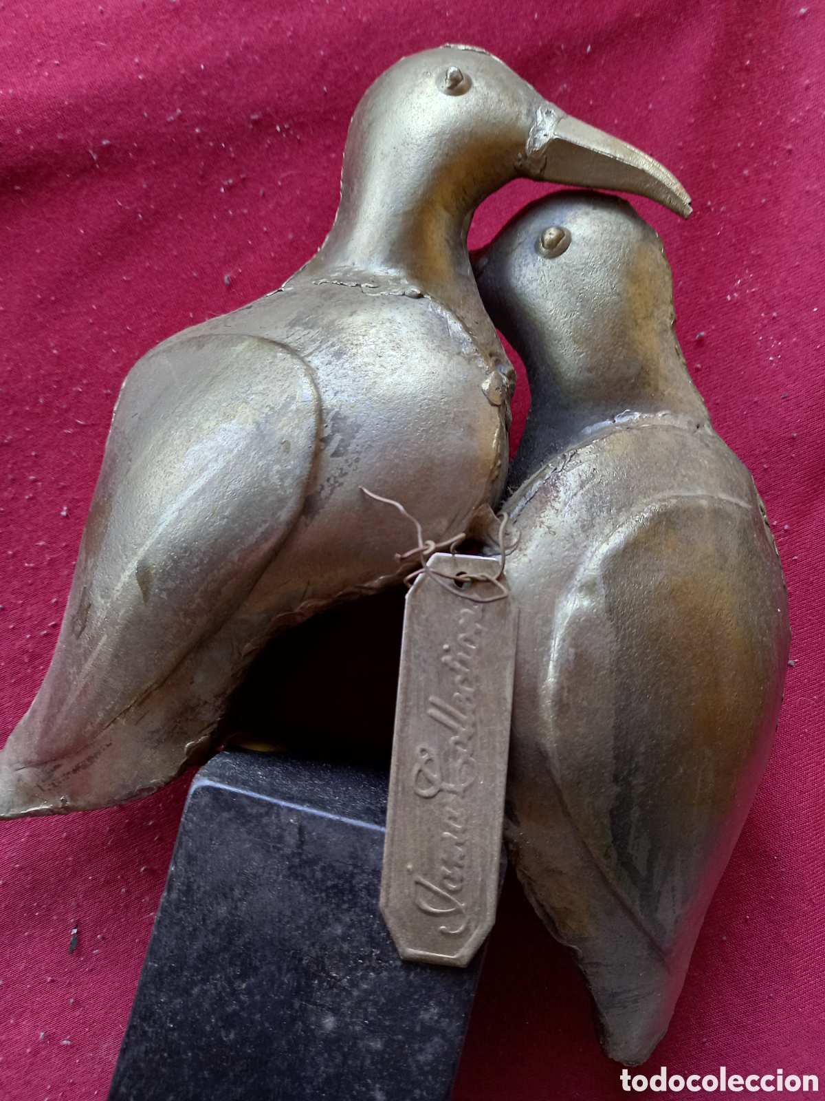 Antig&uuml;edades: PAREJA DE PALOMAS METAL Y MADERA - Foto 7