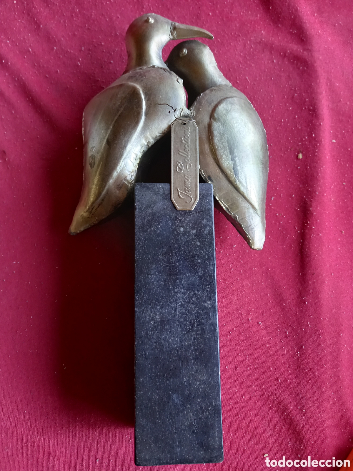 Antig&uuml;edades: PAREJA DE PALOMAS METAL Y MADERA - Foto 10