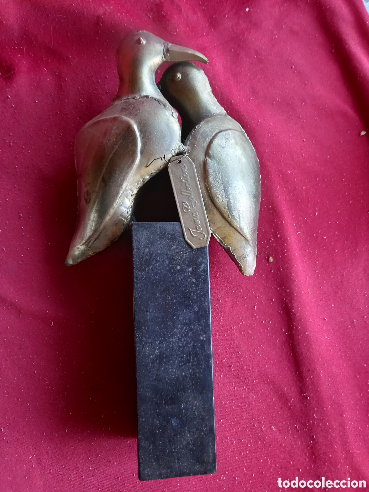Antig&uuml;edades: PAREJA DE PALOMAS METAL Y MADERA - Foto 18