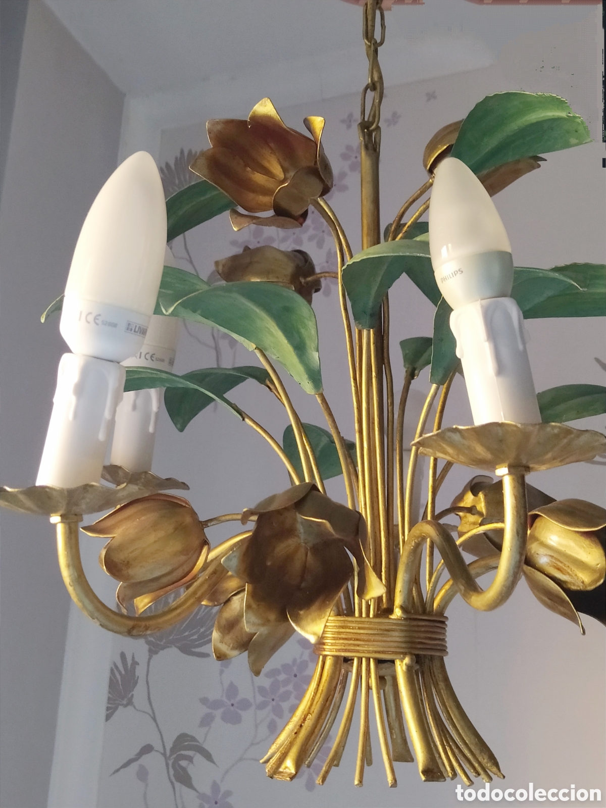 Antiquit&auml;ten: Magn&iacute;fica l&aacute;mpara tole mid century