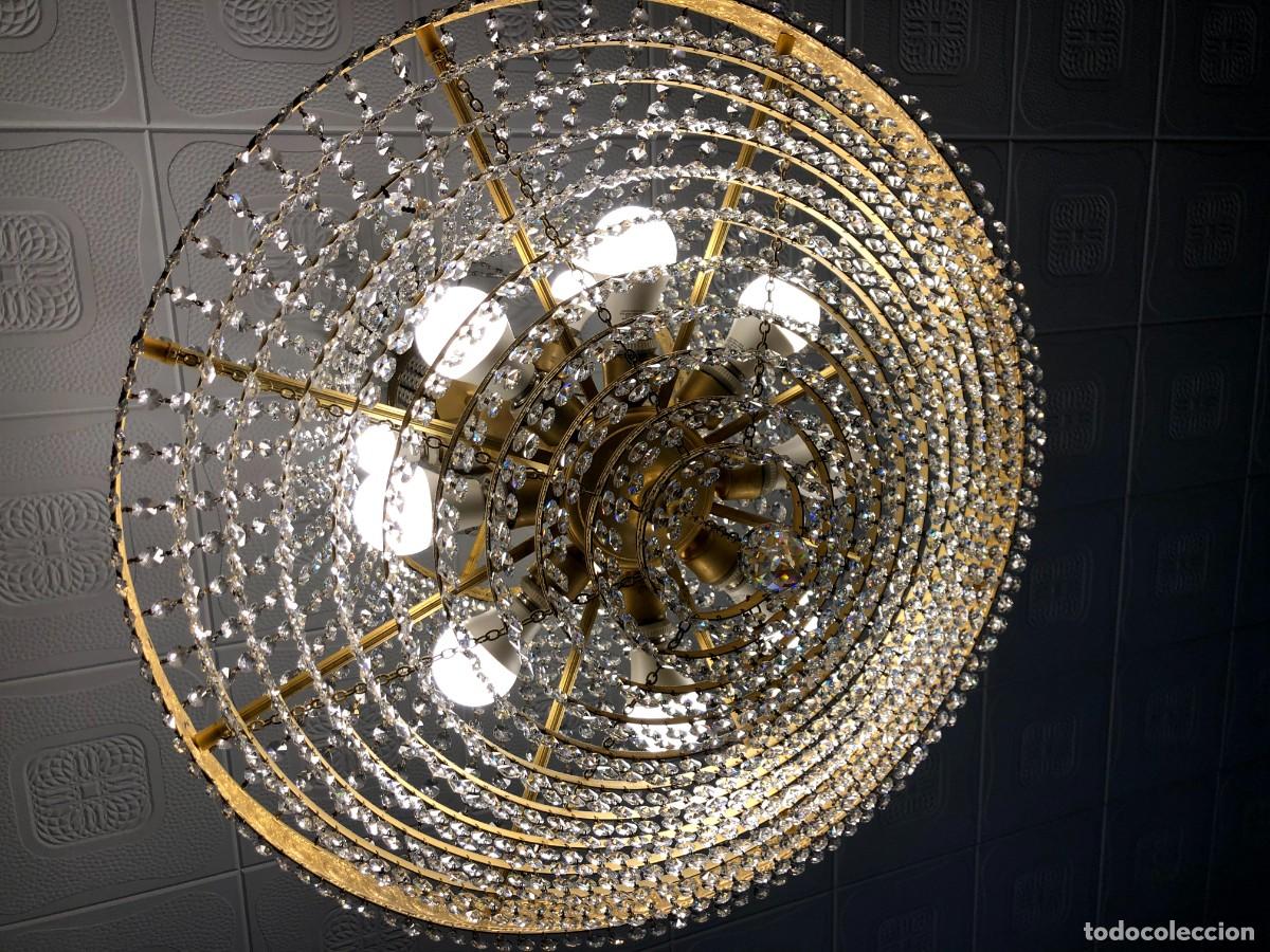 Antig&uuml;edades: Espectacular l&aacute;mpara de bronce dorado y cristal - Foto 15