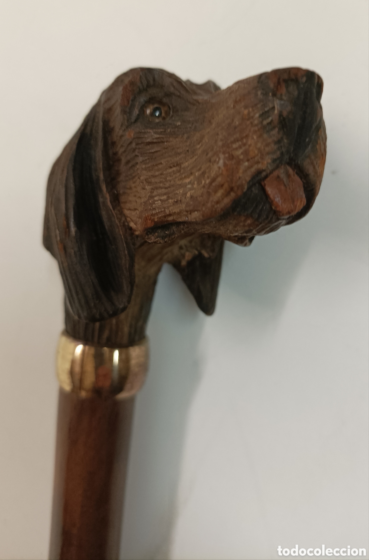 Antig&uuml;edades: Bast&oacute;n perro oro 18ct GP - Foto 4