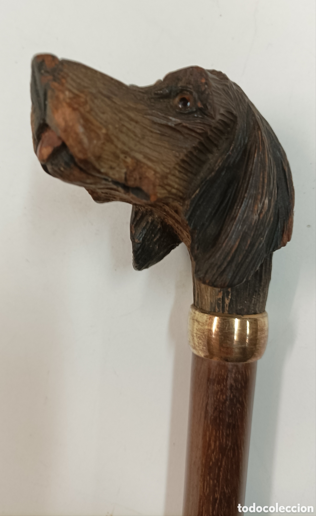 Antig&uuml;edades: Bast&oacute;n perro oro 18ct GP - Foto 5