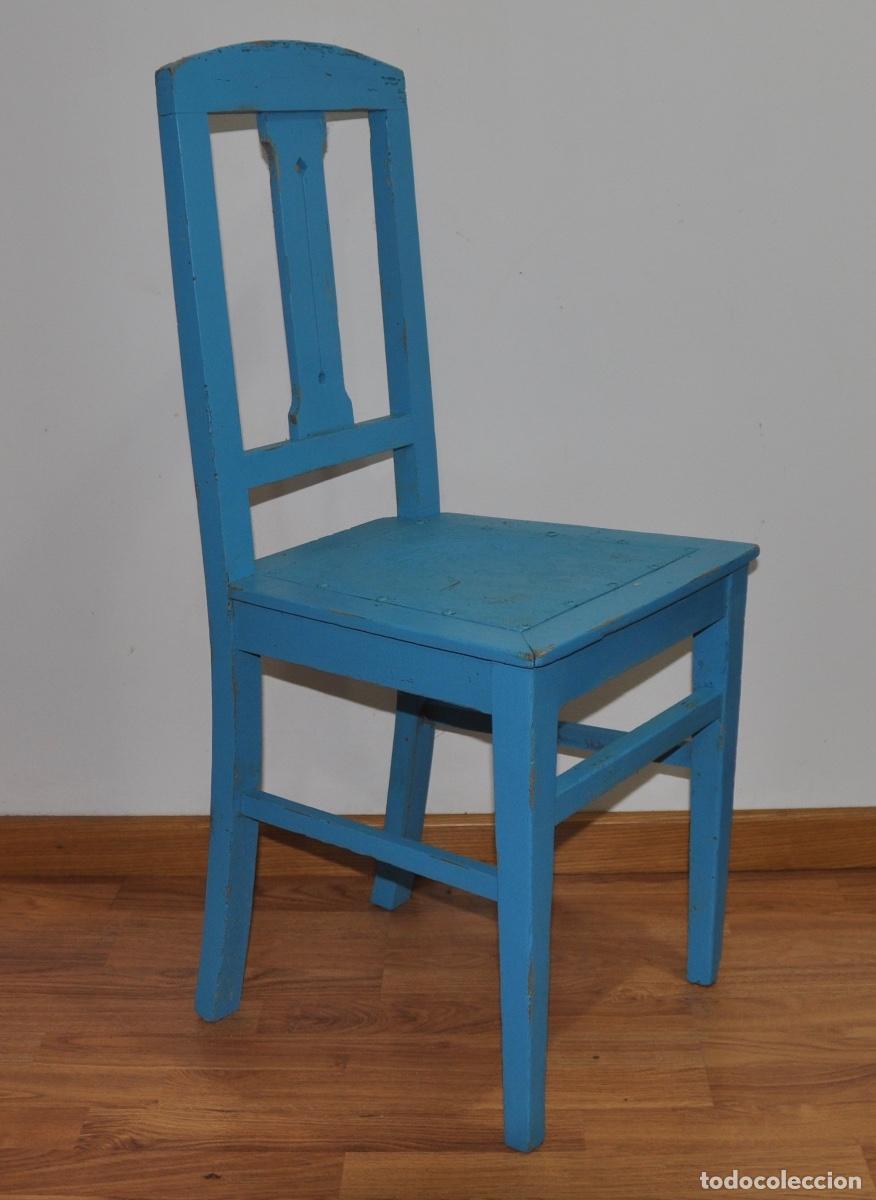 Antig&uuml;edades: Silla pintada de azul antigua - Foto 1
