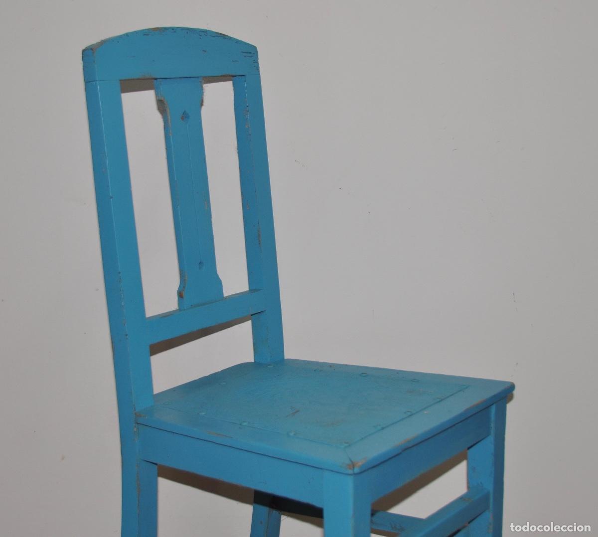Antig&uuml;edades: Silla pintada de azul antigua - Foto 2