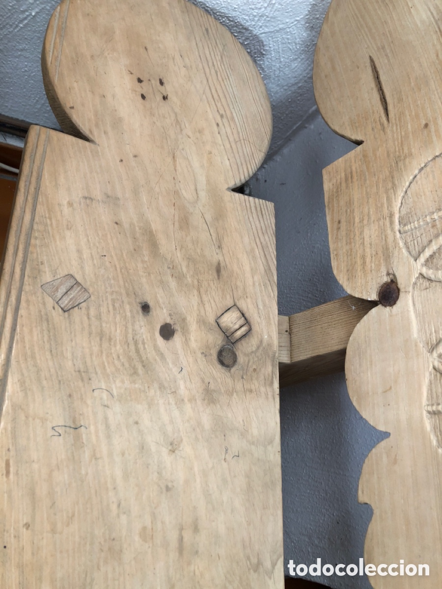Antig&uuml;edades: Bonito y antiguo banco de madera tallada - Foto 5