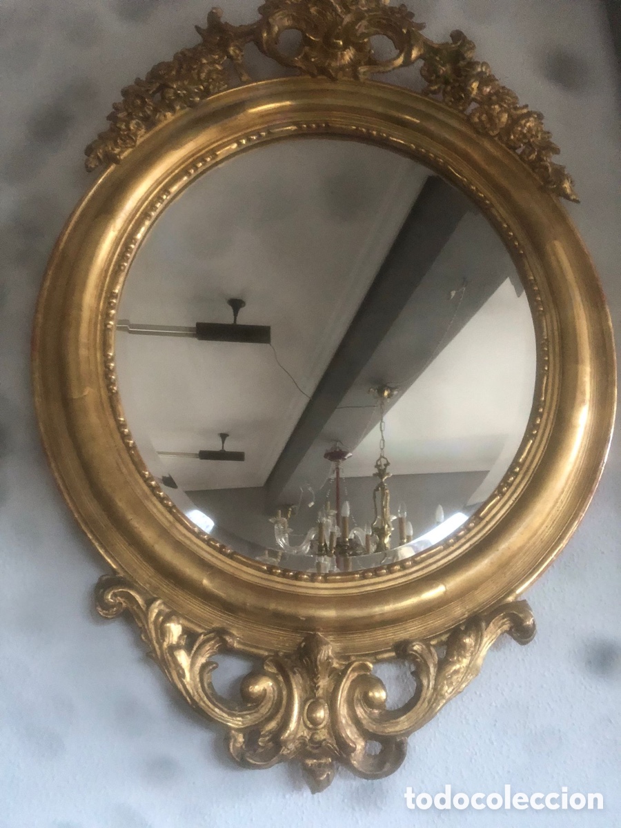 Antig&uuml;edades: ANTIGUO ESPEJO BISELADO DORADO DE 130X85 CMS - Foto 5