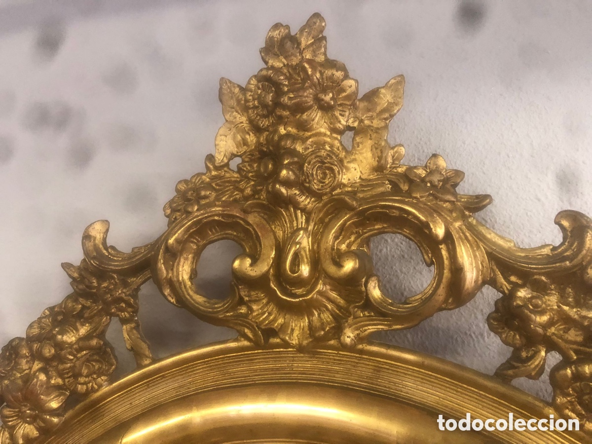 Antig&uuml;edades: ANTIGUO ESPEJO BISELADO DORADO DE 130X85 CMS - Foto 8
