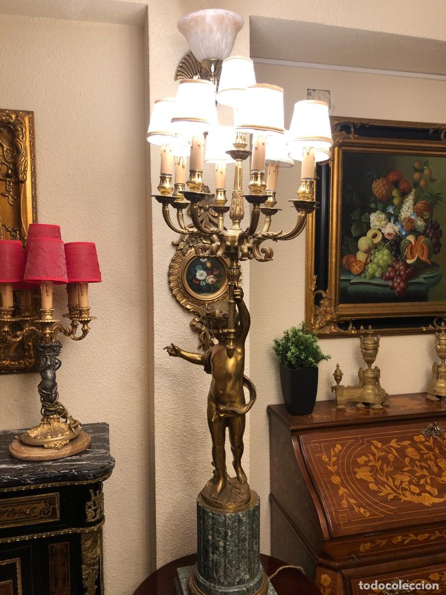 Antig&uuml;edades: Soberbio candelabro en bronce y m&aacute;rmol - Foto 17